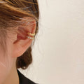 Gold Tone Crystal Geometric Ear Cuff Clip Earrings view 3