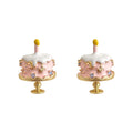 Gold Tone Pink Layered Birthday Cake And Candle Stud Earrings view 5