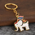 Gold-Tone Thailand Flag Elephant Keychain, Six Color Styles view 3