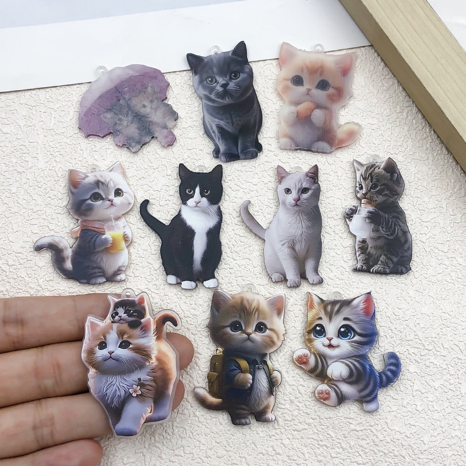 Acrylic Cartoon Cat Animal Charm Pendant for DIY Earrings Necklace Keychain Jewelry Making