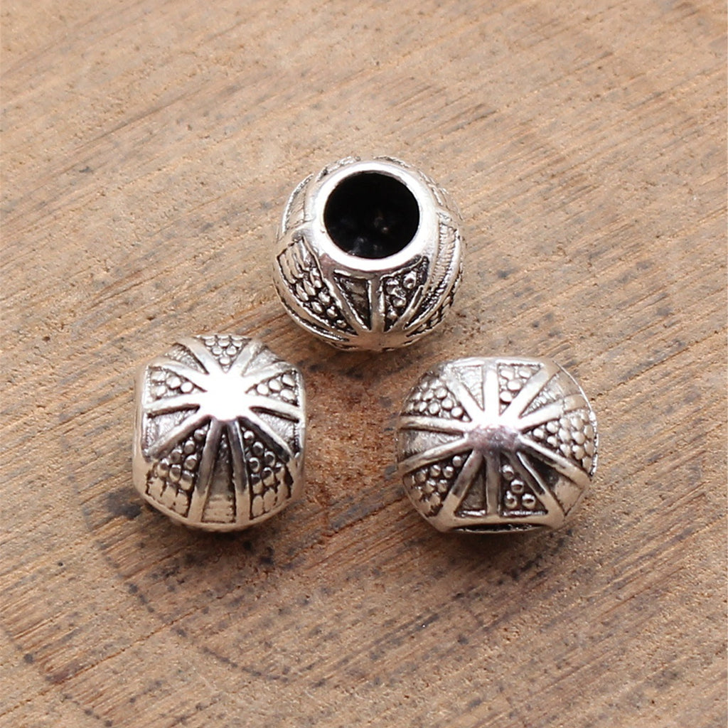 8x8x6.7mm 1.1g Antique Silver Zinc Alloy Large Hole Spacer Beads for Bracelet Jewelry Making