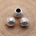 Antique Silver Starburst Large Hole Bead Jewelry Making Component view 2