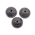 Antique Silver Openwork Floral Sphere Metal Spacer Bead view 4