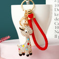 Jeweled Deer Keychains in Blue, Pink and White with Braided Options view 1