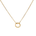 Gold Tone Irregular Double Ring Pendant Fine Chain Necklace view 5