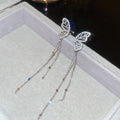 Silver Butterfly Ear Cuff With Crystal Chains And Long Tassels view 6