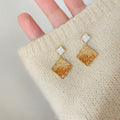 Gradient Glass Diamond Drop Earrings In Brown And Green view 6
