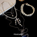 Pearl Cross Layered Silver Tone Necklace Set Jewelry Design view 4