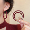 Red Hoop Earrings In Seventeen Rounded Square And Twisted Styles view 3