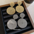 Openwork Double Disc Statement Earrings In Two Tones view 2