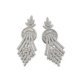 Crystal Fan Chandelier Fringe Stud Earrings in Silver Tone view 5