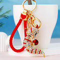 Jeweled Striped Fox Keychain in Red, Blue and Purple view 1