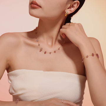 Irregular Natural Chip Stone Necklace And Bracelet Station Chain