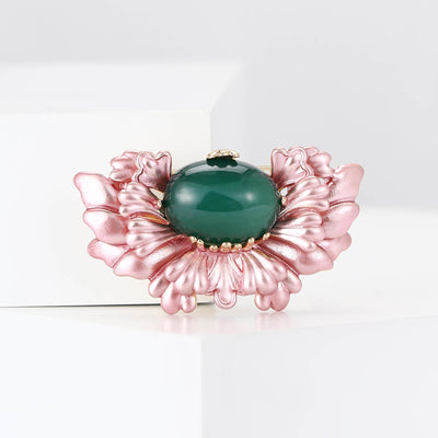 Pink Petal Flower brooch front view on a white background