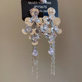 Floral Crystal Drop Earrings In Silver And Gold Tones view 6