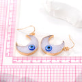 Gold Crescent Resin Moon Evil Eye Drop Earrings Two Colors view 4