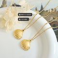 Scallop Shell Pendant Necklace Satellite Chain Gold Rose view 2