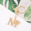 Rhinestone Butterfly Letter Keychain Gold Tone A to Z view 2