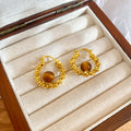 Brown Resin Textured Hoop Earrings Decorative Jewelry Design view 6