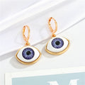 Gold Tone Eyeball Huggie Drop Earrings in Five Iris Colors view 4