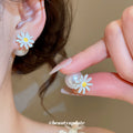 Daisy And Pearl Reversible Stud Earrings Fashion Jewelry view 4