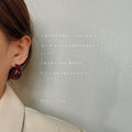 Burgundy Tone Chunky Open Hoop Stud Earrings For Women view 3