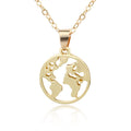 Gold and Silver Tone Openwork World Map Pendant Necklaces view 2