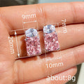 White Gold Pink Rectangle Clear Oval Geometric Studs view 4
