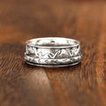 Silver Tone Wide Spinning Mountain and Flying Bird Band Ring view 6