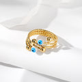 Gold Tone Textured Multiband Evil Eye Adjustable Rings view 2
