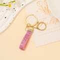Rhinestone Leather Strap Keychain Gold Ring Clasp 13 Colors view 8