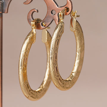 Irregular U Shape Hoop Earrings in Gold-Tone Metal Jewelry