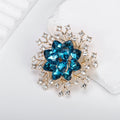 Aqua Blue Flower Sculpted Metal Brooch Pin for Jackets and Lapels view 5