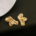 Abstract Crinkled Leaf Pair Statement Stud Earrings view 3