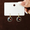 Gold Burgundy Square Gem Crystal Halo Leverback Earrings view 4