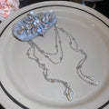 Star Bow Pearl Clip Flocked Crystal Chain Hair Clip view 7