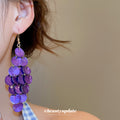 Layered Shell Disc Cluster Hook Earrings in Three Bright Colors view 3