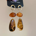 Marbled Resin Double Drop Earrings In Amber And Brown view 6