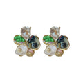 Multicolor Crystal Flower Cluster Stud Earrings in Two Palettes view 5