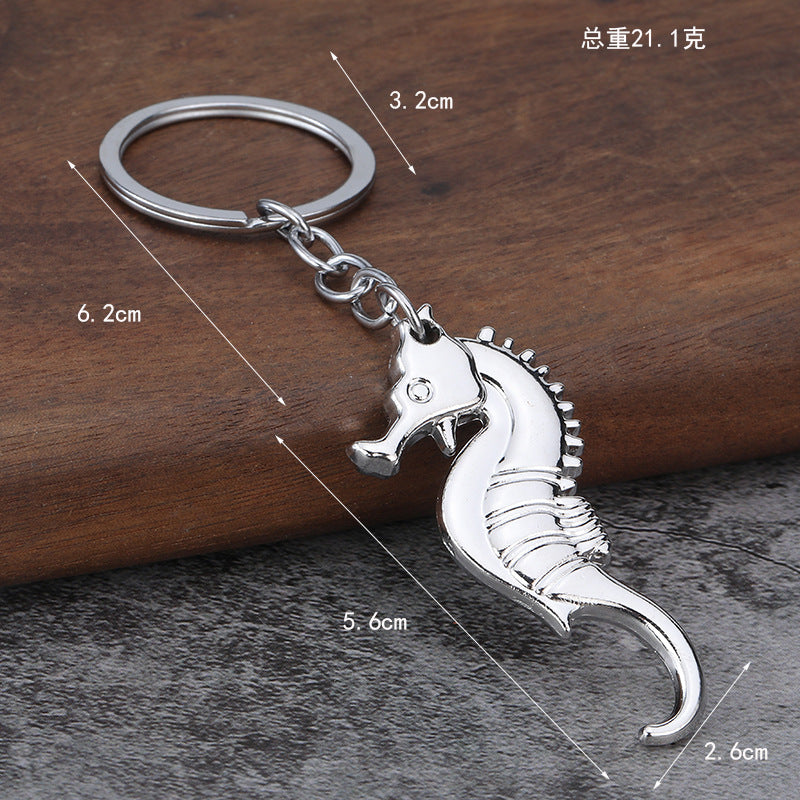 Seahorse Metal Keychain Cute Minimalist Gift Pendant Accessory