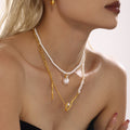 Asymmetric Freshwater Pearl Gold Organic Twist Necklace view 4