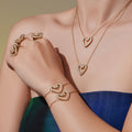Gold Double Swan Open Heart Zircon Necklace Bracelet Earrings Ring view 2