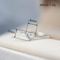 White Metal Hollow Heart Thin Rope Band Ring Clear Stones view 5
