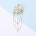 Radiating Crystal Flower Brooch With Layered Chain Fringe view 3