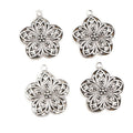 Openwork Floral Medallion Metal Charms with Silver Tone Finish view 5