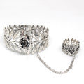 Gold and Silver Tone Openwork Finger Cuff Bracelet and Ring Sets view 5