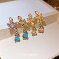 Floral Crystal Teardrop Earrings in Polished Statement Design view 4
