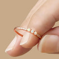 Thin Band Three Opal Round Stones Side Clear Finger Ring view 2