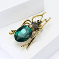 Antique Gold Beetle Brooch Green or Red Glass Body Two Styles view 3