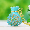 Jeweled Fortune Bag Keychains in Pink Blue Purple and Custom Order Option view 2
